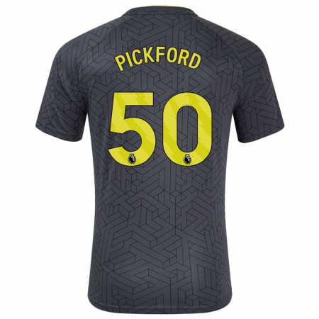 Kandiny Heren George Pickford #50 Zwart Geel Uitshirt Uittenue 2024/25 T-Shirt