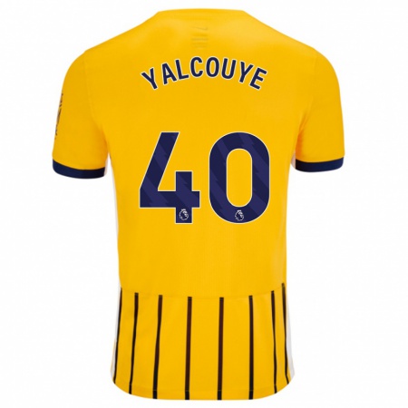 Kandiny Uomo Maglia Malick Junior Yalcouyé #40 Oro Blu A Righe Sottili Kit Gara Away 2024/25 Maglietta