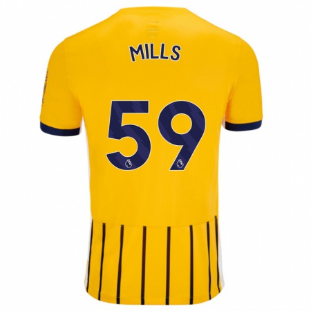 Kandiny Herren Harry Mills #59 Gold Blau Nadelstreifen Auswärtstrikot Trikot 2024/25 T-Shirt Österreich