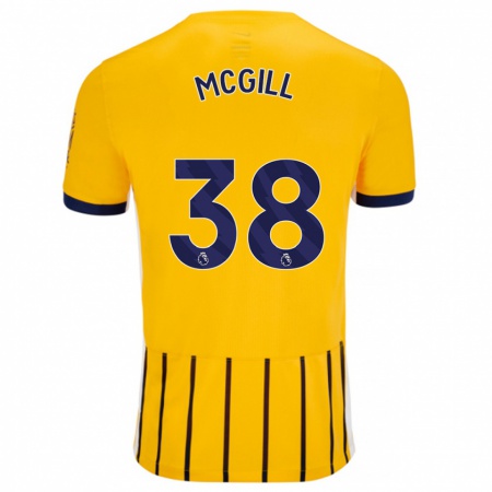 Kandiny Uomo Maglia Tom Mcgill #38 Oro Blu A Righe Sottili Kit Gara Away 2024/25 Maglietta