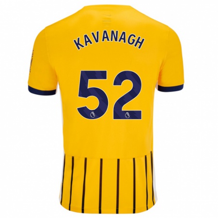 Kandiny Uomo Maglia Leigh Kavanagh #52 Oro Blu A Righe Sottili Kit Gara Away 2024/25 Maglietta