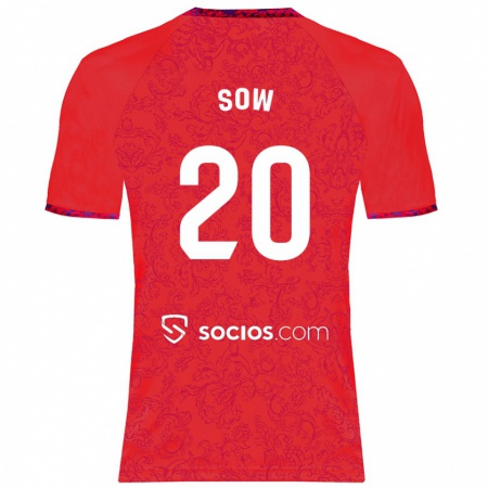 Kandiny Heren Djibril Sow #20 Rood Uitshirt Uittenue 2024/25 T-Shirt