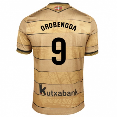 Kandiny Heren Ekain Orobengoa #9 Bruin Uitshirt Uittenue 2024/25 T-Shirt