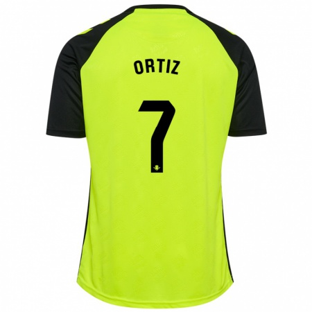 Kandiny Uomo Maglia Ángel Ortiz #7 Giallo Fluorescente Nero Kit Gara Away 2024/25 Maglietta