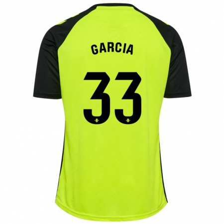 Kandiny Heren Pablo García #33 Fluorescerend Geel Zwart Uitshirt Uittenue 2024/25 T-Shirt