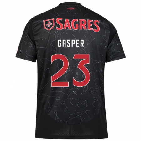 Kandiny Uomo Maglia Anna Gasper #23 Nero Rosso Kit Gara Away 2024/25 Maglietta