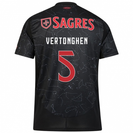 Kandiny Heren Jan Vertonghen #5 Zwart Rood Uitshirt Uittenue 2024/25 T-Shirt