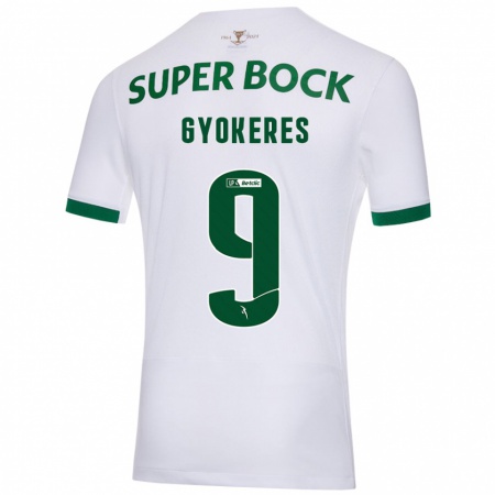 Kandiny Herren Viktor Gyökeres #9 Weiß Grün Auswärtstrikot Trikot 2024/25 T-Shirt Österreich