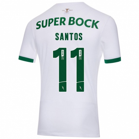 Kandiny Heren Nuno Santos #11 Wit Groen Uitshirt Uittenue 2024/25 T-Shirt