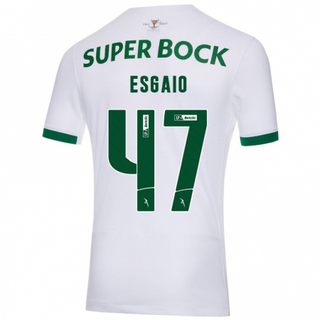 Kandiny Heren Ricardo Esgaio #47 Wit Groen Uitshirt Uittenue 2024/25 T-Shirt