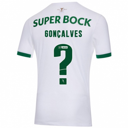 Kandiny Heren Flávio Gonçalves #0 Wit Groen Uitshirt Uittenue 2024/25 T-Shirt