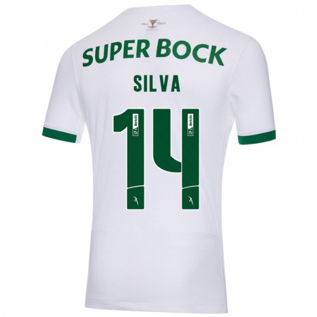 Kandiny Heren Guilherme Silva #14 Wit Groen Uitshirt Uittenue 2024/25 T-Shirt