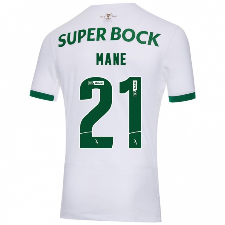 Kandiny Heren Isnaba Mané #21 Wit Groen Uitshirt Uittenue 2024/25 T-Shirt