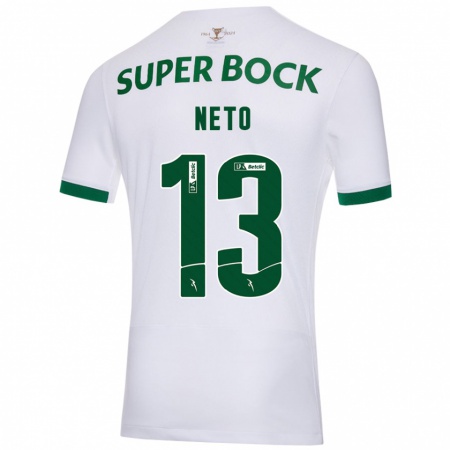 Kandiny Heren Luís Neto #13 Wit Groen Uitshirt Uittenue 2024/25 T-Shirt