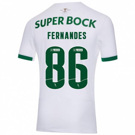 Kandiny Heren Emanuel Fernandes #86 Wit Groen Uitshirt Uittenue 2024/25 T-Shirt