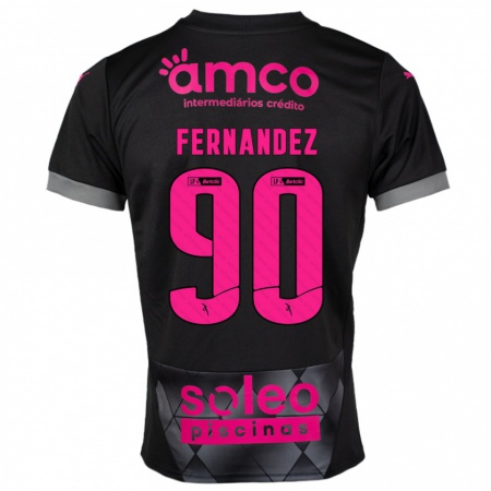 Kandiny Heren Roberto Fernández #90 Zwart Roze Uitshirt Uittenue 2024/25 T-Shirt