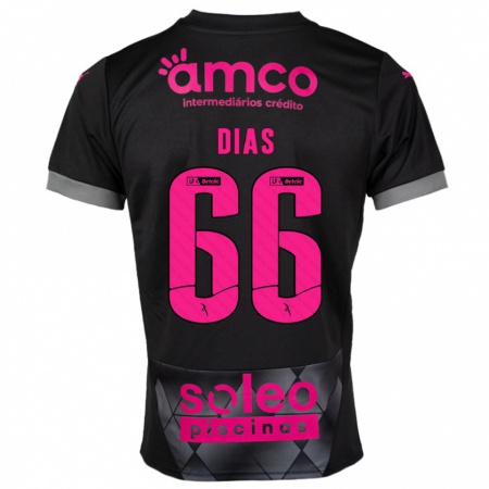 Kandiny Hombre Camiseta Gonçalo Dias #66 Negro Rosa 2ª Equipación 2024/25 La Camisa