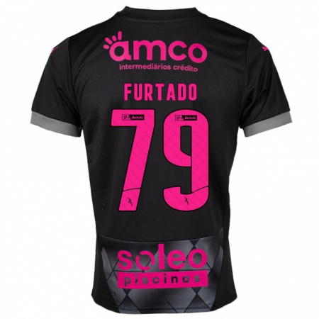 Kandiny Heren Rúben Furtado #79 Zwart Roze Uitshirt Uittenue 2024/25 T-Shirt