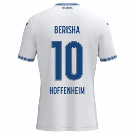 Kandiny Heren Mergim Berisha #10 Wit Blauw Uitshirt Uittenue 2024/25 T-Shirt