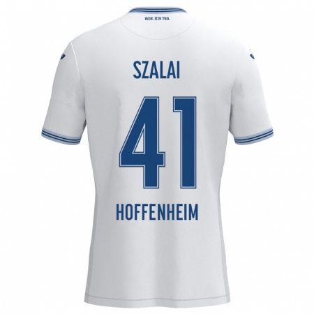 Kandiny Heren Attila Szalai #41 Wit Blauw Uitshirt Uittenue 2024/25 T-Shirt