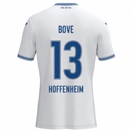 Kandiny Heren Nevio Bove #13 Wit Blauw Uitshirt Uittenue 2024/25 T-Shirt