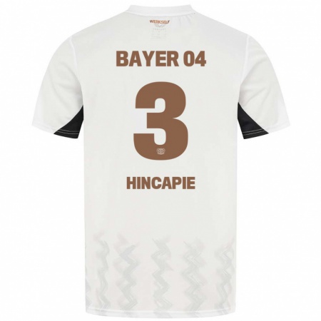 Kandiny Heren Piero Hincapié #3 Wit Zwart Uitshirt Uittenue 2024/25 T-Shirt