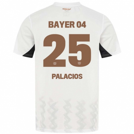 Kandiny Heren Exequiel Palacios #25 Wit Zwart Uitshirt Uittenue 2024/25 T-Shirt