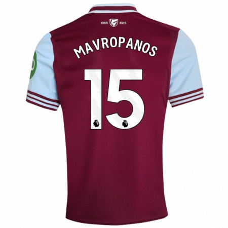 Kandiny Dames Konstantinos Mavropanos #15 Donkerrood Thuisshirt Thuistenue 2024/25 T-Shirt