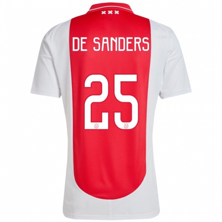 Kandiny Dames Kay-Lee De Sanders #25 Rood Wit Thuisshirt Thuistenue 2024/25 T-Shirt