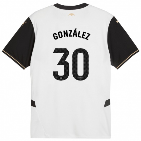 Kandiny Dames Hugo González #30 Wit Zwart Thuisshirt Thuistenue 2024/25 T-Shirt