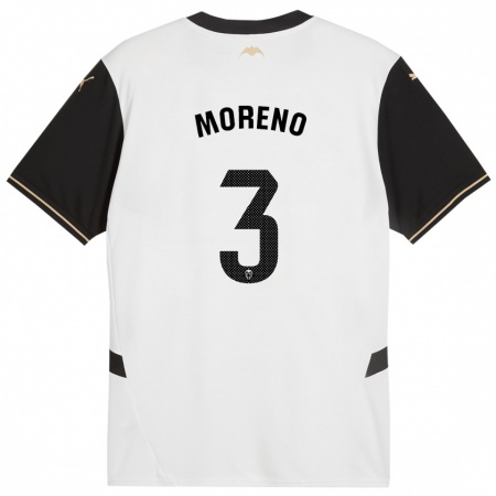 Kandiny Dames Diego Moreno #3 Wit Zwart Thuisshirt Thuistenue 2024/25 T-Shirt