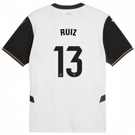 Kandiny Dames Nil Ruiz #13 Wit Zwart Thuisshirt Thuistenue 2024/25 T-Shirt