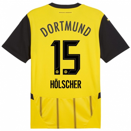 Kandiny Donna Maglia Mats Hölscher #15 Giallo Nero Kit Gara Home 2024/25 Maglietta