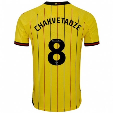 Kandiny Mujer Camiseta Giorgi Chakvetadze #8 Amarillo Negro 1ª Equipación 2024/25 La Camisa México