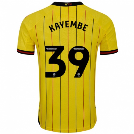 Kandiny Mujer Camiseta Edo Kayembe #39 Amarillo Negro 1ª Equipación 2024/25 La Camisa