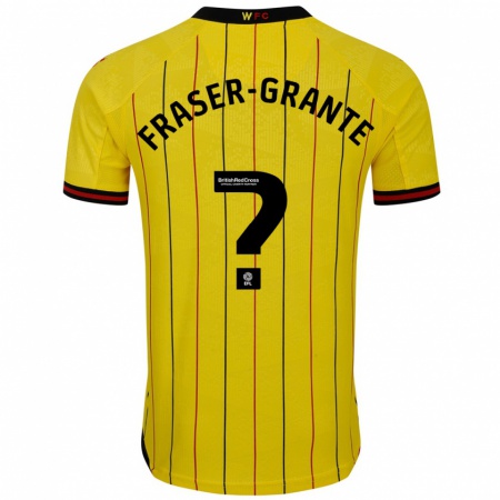 Kandiny Dames Zak Fraser-Grante #0 Geel Zwart Thuisshirt Thuistenue 2024/25 T-Shirt