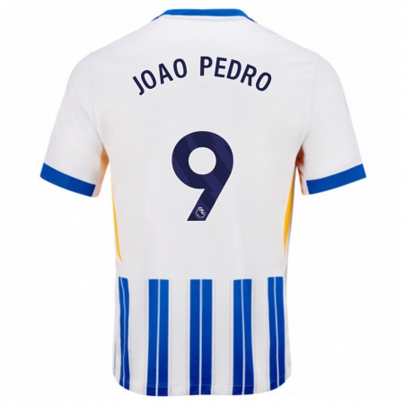 Kandiny Donna Maglia João Pedro #9 Bianco Blu A Righe Kit Gara Home 2024/25 Maglietta