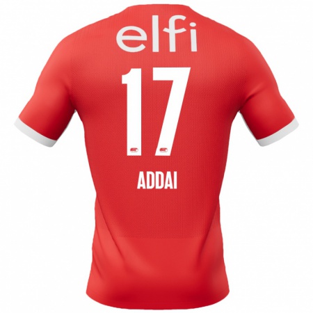 Kandiny Dames Jayden Addai #17 Rood Wit Thuisshirt Thuistenue 2024/25 T-Shirt