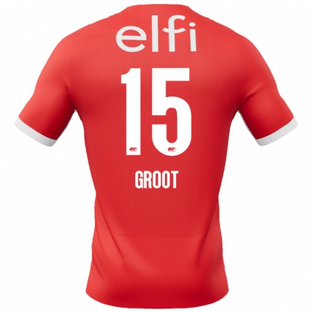 Kandiny Dames Pleun Groot #15 Rood Wit Thuisshirt Thuistenue 2024/25 T-Shirt