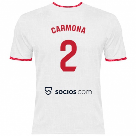 Kandiny Donna Maglia José Ángel Carmona #2 Bianco Rosso Kit Gara Home 2024/25 Maglietta