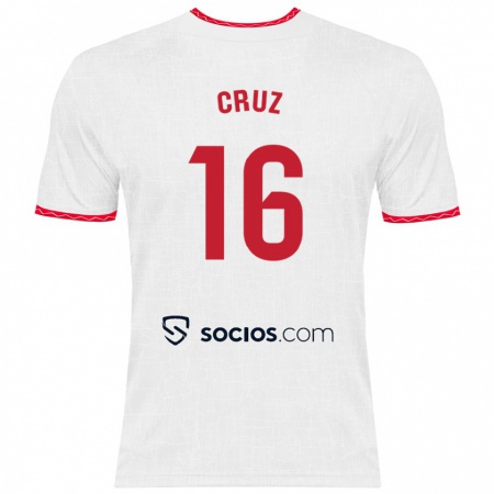 Kandiny Dames Jesús Cruz #16 Wit Rood Thuisshirt Thuistenue 2024/25 T-Shirt