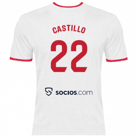 Kandiny Dames José Castillo #22 Wit Rood Thuisshirt Thuistenue 2024/25 T-Shirt