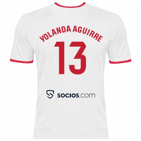 Kandiny Dames Yolanda Aguirre Gutiérrez #13 Wit Rood Thuisshirt Thuistenue 2024/25 T-Shirt