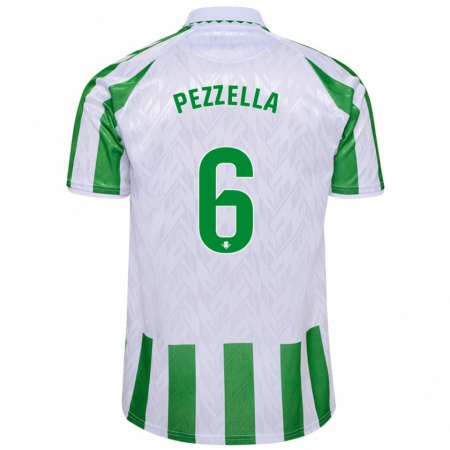 Kandiny Dames Germán Pezzella #6 Groen Witte Strepen Thuisshirt Thuistenue 2024/25 T-Shirt