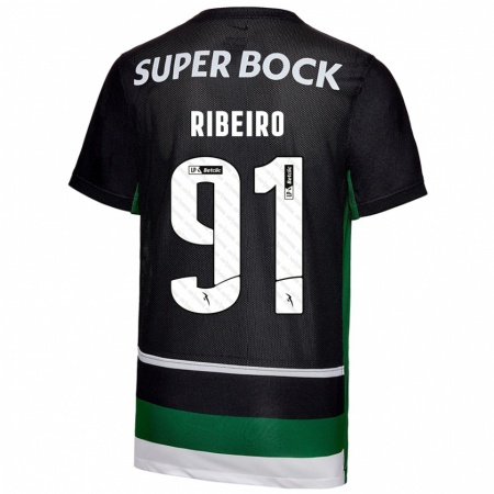 Kandiny Donna Maglia Rodrigo Ribeiro #91 Nero Bianco Verde Kit Gara Home 2024/25 Maglietta