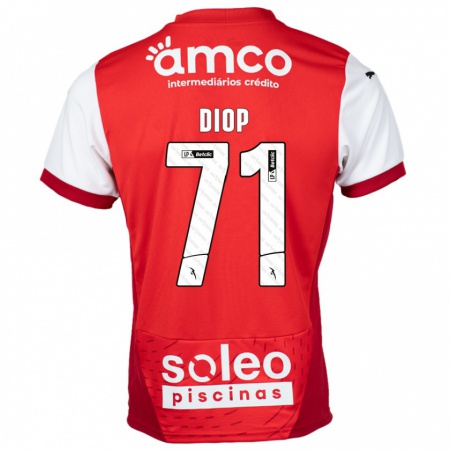 Kandiny Kvinnor Mamadou Diop #71 Röd Vit Hemmatröja Matchtröjor 2024/25 Tröjor T-Tröja