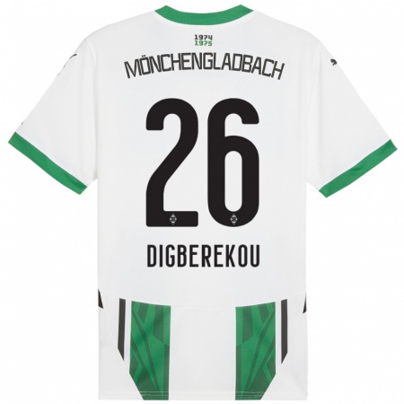 Kandiny Dames Ibrahim Digberekou #26 Wit Groen Thuisshirt Thuistenue 2024/25 T-Shirt