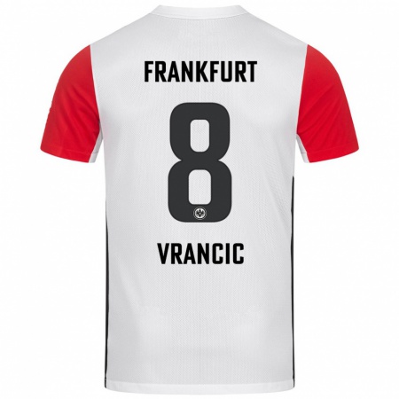 Kandiny Dames Mario Vrancic #8 Wit Rood Thuisshirt Thuistenue 2024/25 T-Shirt