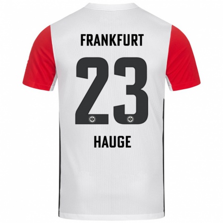 Kandiny Dames Jens Petter Hauge #23 Wit Rood Thuisshirt Thuistenue 2024/25 T-Shirt