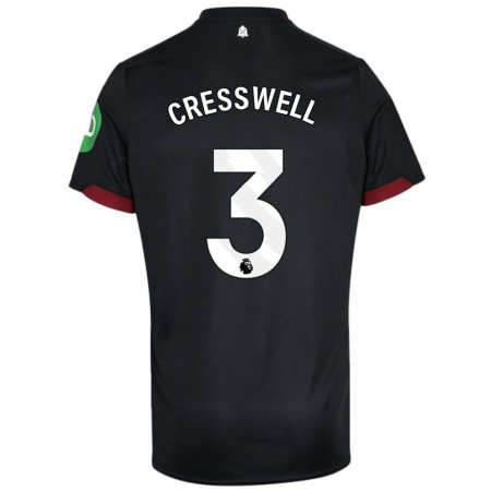 Kandiny Dames Aaron Cresswell #3 Zwart Wit Uitshirt Uittenue 2024/25 T-Shirt